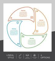 lineal proceso circulo infografía vector diseño con 4 4 pasos para negocio. paso infografía lata ser usado para presentación, folleto y marketing.