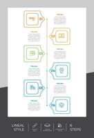 Lineal process circle infographic vector design with 6 steps for business. Step infographic can be used for presentation, brochure and marketing.