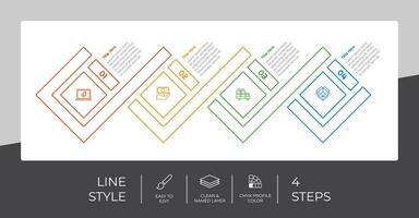 Presentation business option infographic with line style and colorful concept. 4 steps of infographic can be used for business purpose. vector