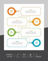 4 steps of line infographic vector design with circle object for marketing. Process infographic can be used for presentation and business.