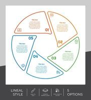 Lineal process circle infographic vector design with 5 steps for business. Step infographic can be used for presentation, brochure and marketing.