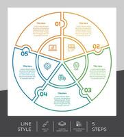 infografía de opción de negocio de presentación con estilo de línea y concepto colorido. Se pueden usar 5 pasos de infografía para fines comerciales. vector