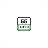 55 liters icon. Liquid measure vector in liters isolated on white background