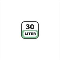 30 liters icon. Liquid measure vector in liters isolated on white background