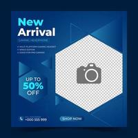 New arrival sale social media post template and web banner. For product advertising, promotion, digital layout. Vector illustration