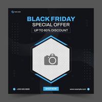 Black Friday Sale square banner template for social media posts, mobile apps, banners design, web or internet ads. Trendy abstract square template for product promotion vector