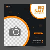 Eid Sale Promotion Square Banner Template with photo collage. Suitable for Web Promotion and Social Media Template Post for Advertisement, Event, and etc. Vector Illustration.