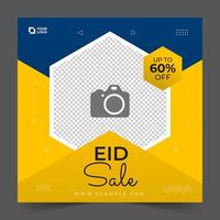 Eid sale social media post template design. For social media posts, Instagram, and web internet ads. Eid offer banner vector