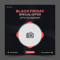 Black Friday Sale square banner template for social media posts, mobile apps, banners design, web or internet ads. Trendy abstract square template for product promotion vector