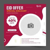 Eid Sale Promotion Square Banner Template with photo collage. Suitable for Web Promotion and Social Media Template Post for Advertisement. Vector Illustration.