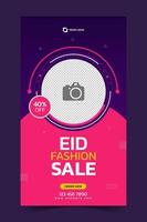 Social media post template eid fashion item sale. portrait background design. social media story template for product promotion ad vector