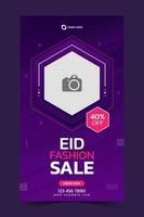 Social media post template eid fashion item sale. portrait background design. social media story template for product promotion vector