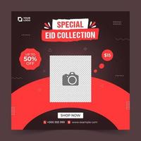 Eid Sale Promotion Square Banner Template with photo collage. Suitable for Web Promotion and Social Media Template Post for Advertisement. Vector Illustration.