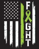 Lymphoma Awareness, Lime Green Ribbon, American Fag symbol isolated on white vector illustration