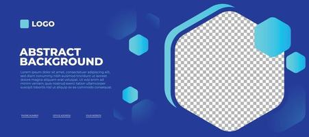 Abstract blue horizontal banner, modern business background template with copy space vector