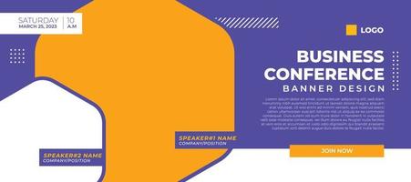 Business conferece banner vector, horizontal background template with layout text and empty space for photo vector