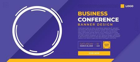 Business conferece banner vector, horizontal background template with layout text and empty space for photo vector