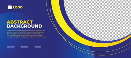Abstract blue horizontal banner, modern business background template with copy space vector