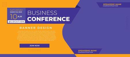 Business conferece banner vector, horizontal background template with layout text and empty space for photo vector