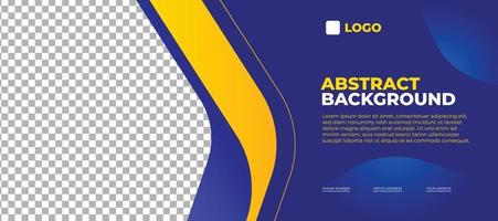 Abstract blue horizontal banner, modern business background template with copy space vector