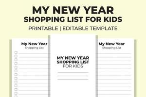 My New Year Shopping List For Kids vector