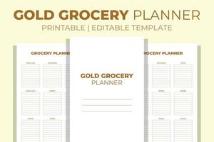 Gold Grocery Planner vector