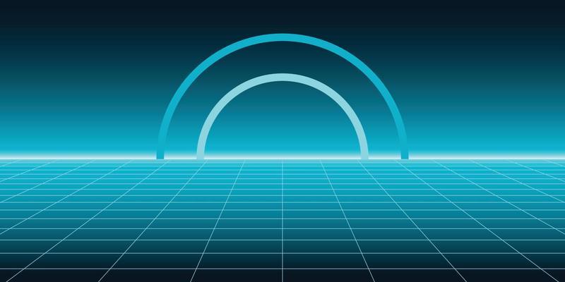 Retro futuristic background with neon light