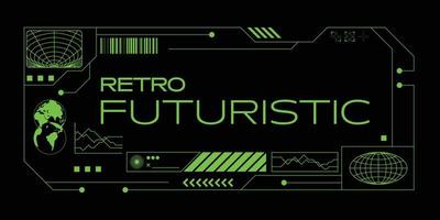 Modern retro futuristic interface frame vector