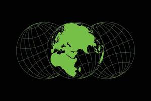 green earth globe in retro futuristic style vector