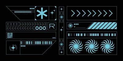 Set of Retro futuristic interface. Frame and element of digital technology vector