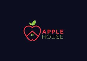 eps10 vector red and green apple house logo isolated on dark blue background
