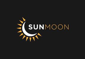 eps10 vector sun with moon logo design template isolated on dark black background