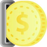 degradado icono de insertar moneda acortar Arte con brillante dorado color para diseño gráfico. realista vector ilustración para negocio, finanzas, poder, mercado, comercio, pago o economía gráfico recurso