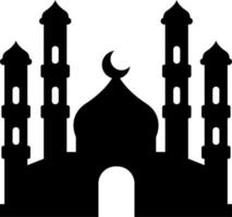 Icon of mosque with monochrome color for ramadan design graphic. Vector graphic resource for ramadan celebration in muslim culture and islam religion. Symbol for a muslim place of worship and pray