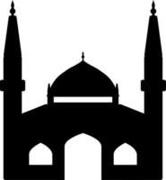 Icon of mosque with monochrome color for ramadan design graphic. Vector graphic resource for ramadan celebration in muslim culture and islam religion. Symbol for a muslim place of worship and pray