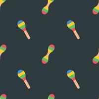 Vector flat hand drawn seamless pattern with maracas