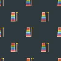 Vector flat hand drawn seamless geometric pattern with xylophone