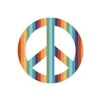 Flat vector hippy boho illustration. Hand drawn retro groovy pacific, peace symbol