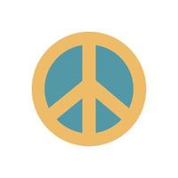 Flat vector hippy boho illustration. Hand drawn retro groovy pacific, peace symbol