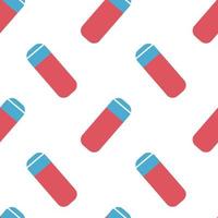 Vector flat hand drawn seamless pattern with eraser or rubber