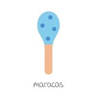 Hand drawn toy musical instruments for kids. Flat vector maracas illustration