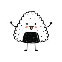 mascota de sushi kawaii en estilo de dibujos animados. lindo onigiri con salmón para el menú vector