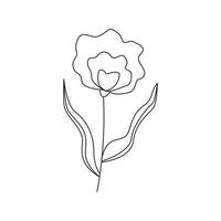 Hand drawn spring flower with leaves. vector