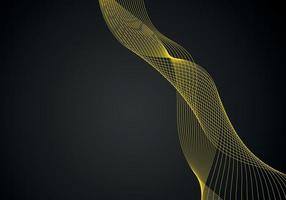 Abstract background, futuristic yellow wavy illustration in black background vector