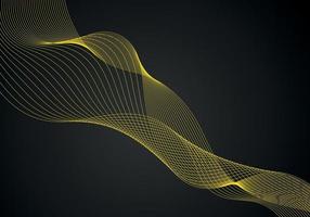 Abstract background, futuristic yellow wavy illustration in black background vector