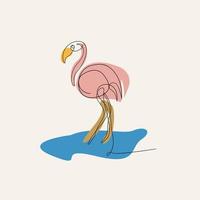 Flamingo Line Art. Hand drawn vector illustration in doodle style.