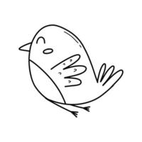 Cute bird in doodle style. Vector illustration. Isolated bird on a white background.