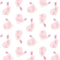 Childish seamless pattern with cute birds. Print with spring birds. Vector illustration. Flat hand drawn style.