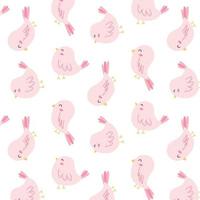 Childish seamless pattern with cute birds. Print with spring birds. Vector illustration. Flat hand drawn style.