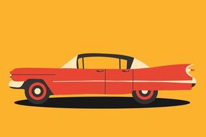 Retro car. Red retro cabriolet. Vector illustration. Vintage car. Flat style.